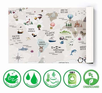 виниловый коврик на рабочий стол карта мира 120x60