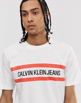 CALVIN KLEIN JEANS T-SHIRT MĘSKI BIAŁY LOGO L 1RRD