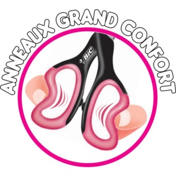 НОЖНИЦЫ ДЕТСКИЕ BIC COMFORT 16 СМ - ЧЕРНО-РОЗОВЫЕ