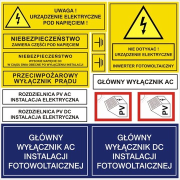 naklejki elektryczne PV - 10 kompletów