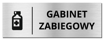 TABLICZKA NA DRZWI - GABINET ZABIEGOWY | piktogram | 20x7cm | srebrna