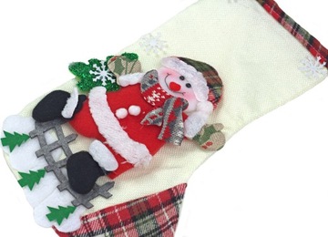 РОЖДЕСТВЕНСКИЙ НОСОК ДЛЯ ПОДАРКОВ СНЕГОВИК 3D 31 см