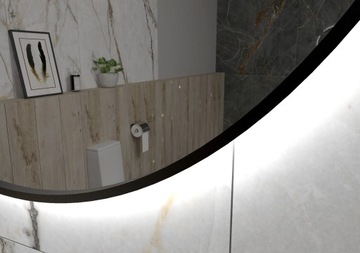 Зеркало в черной рамке, круглое светодиодное, 100 лампочек.