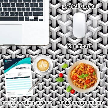 Коврик защитный 120х60 на письменный стол Abstract White