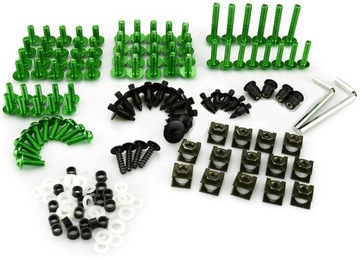 ZESTAW ŚRUB ŚRUBKI OWIEWKI ALUMINIOWE ZIELONE