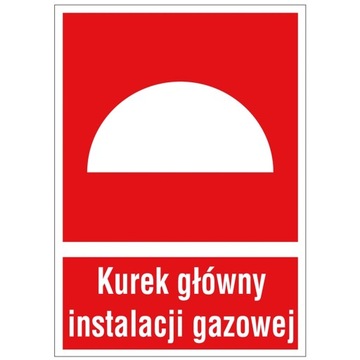 KUREK GAZU KUREK GŁÓWNEJ INSTALACJI GAZOWEJ znak tabliczka PVC 150x205