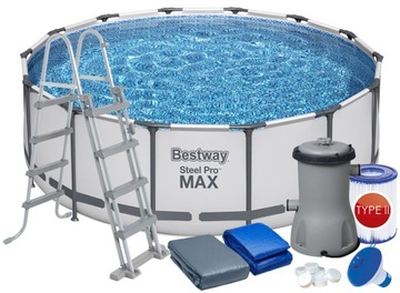 12w1 FULL ZESTAW POMPA BASEN STELAŻOWY 427x122 cm BESTWAY 5612X MODEL