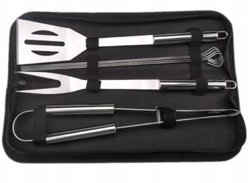 AKCESORIA DO GRILLA ZESTAW SZCZYPCE PRZYBORY ZE STALI NIERDZEWNEJ ETUI 9w1