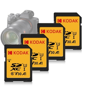 Карта памяти KODAK 64 ГБ U3 C10 V30 SD для цифровой видеокамеры 4K