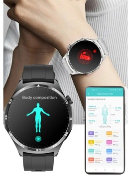 ZEGAREK SMARTWATCH MĘSKI Z ROZMOWAMI EKG POMIAR CUKRU BMI Ciśnieniomierz