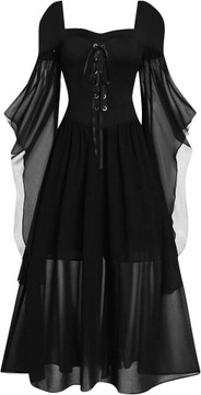 Czarna sukienka gotycka średniowiecze cosplay XXL 44