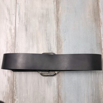 DIESEL GOLD PREMIUM Belt Skórzany Pasek Damski Szeroki 6 Czarny Leather