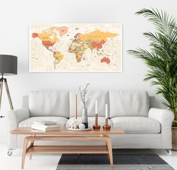 Плакат «КАРТА МИРА» 100x53см бежево-коричневый #360