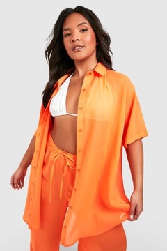 KOSZULA TRANSPARENTNA OVERSIZE POMARAŃCZOWA CASUAL BOOHOO 6XL