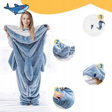 НОВЫЙ СПАЛЬНЫЙ МЕШОК-ОДЕЯЛО SHARK ДЛЯ ВЗРОСЛЫХ 150*215 СМ, 2XL, Высота 170-180 СМ