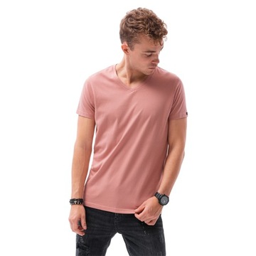 T-shirt męski bawełniany basic S1369 koralowy XXL