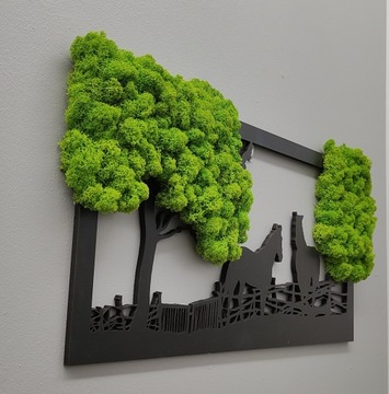 Изображение дерева со мхом и лошадьми; сельский пейзаж мох мох