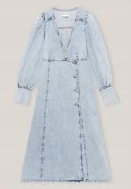 GANNI sukienka 38 M DENIM WASHED WRAP DRESS