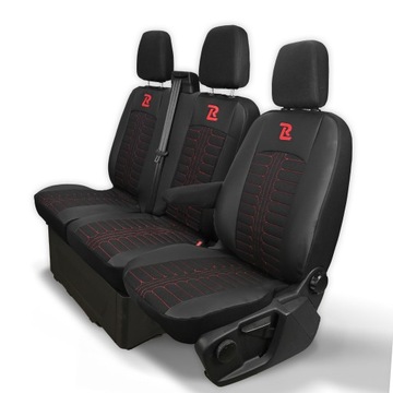Pokrowce na fotele TORNADO Ford Transit custom od 2013 1+2 czerwony miarowe