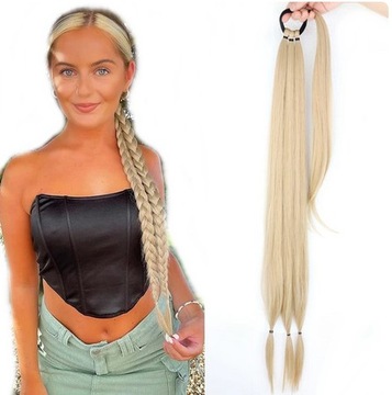 KITKA KUCYK WŁOSY NA GUMCE WARKOCZ 88 CM NATURALNY BLOND 1058