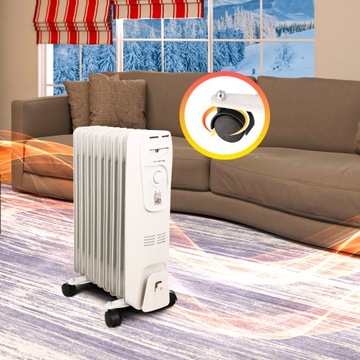 Электрический масляный радиатор, 9 ребер, МОЩНОСТЬ 2000 Вт.