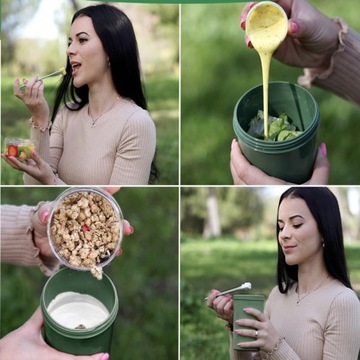 POJEMNIK KUBEK NA JOGURT OWSIANKĘ MUSLI Z ŁYŻ