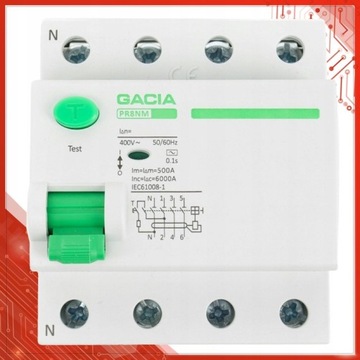 WYŁĄCZNIK RÓŻNICOWOPRĄDOWY 25A 4P 30mA AC 3 FAZY RÓŻNICÓWKA GACIA