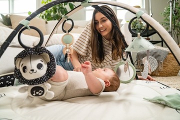 ОБРАЗОВАТЕЛЬНЫЙ ГИМНАСТИЧЕСКИЙ КОВРИК С БРУСЬЯМИ И КАРУСЕЛЬЮ 2В1 ДЕКОР Ч/Б TINY LOVE