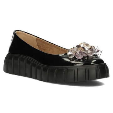 Buty damskie skórzane półbuty na platformie wsuwane Filippo ozdoba r.37