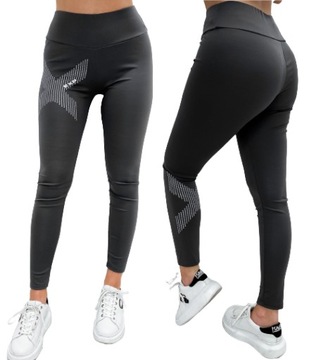 LEGGINSY sportowe Napisy nadruk Wygodne S/M