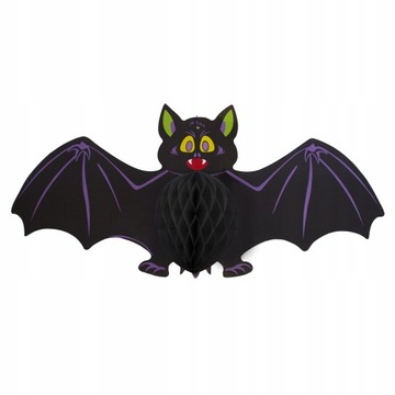 DUŻY NIETOPERZ NA HALLOWEEN WISZĄCY ROZETA OZDOBY DEKORACJE WISZĄCE 60cm