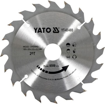 TARCZA WIDIOWA DO DREWNA 190X20TX30MM YATO