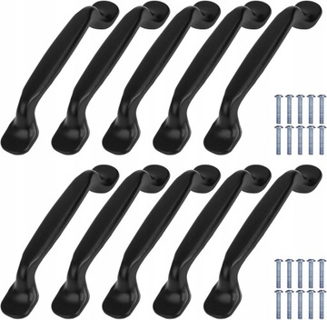 10x UCHWYT MEBLOWY 130MM CZARNY MAT + WKRĘTY