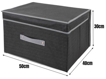 PUDEŁKO POJEMNIK ZAMYKANY ORGANIZER USZTYWNIANY NA UBRANIA POŚCIEL 50x40x30