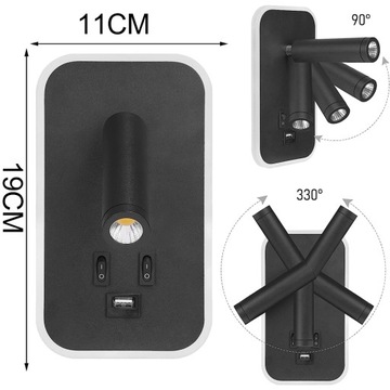 СВЕТОДИОДНЫЙ НАСТЕННЫЙ СВЕТИЛЬНИК ДЛЯ ЧТЕНИЯ ТЕПЛЫЙ БЕЛЫЙ СВЕТ