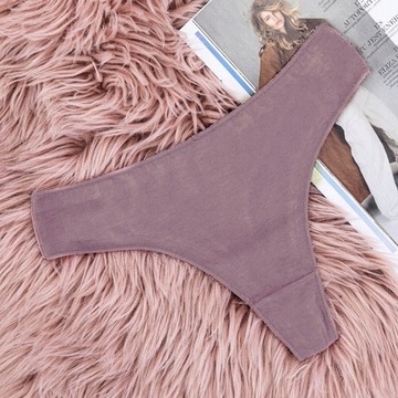 5 GŁADKIE STRINGI BEZSZWOWE BAWEŁNIANE MAJTKI L/XL