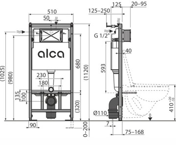 Комплект каркаса унитаза Alca Omnires White Gold