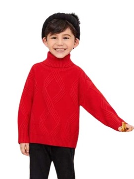 SHEIN CZERWONY CHŁOPIĘCY SWETER Z GOLFEM 100 V3C