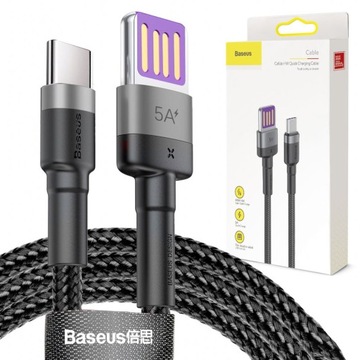 BASEUS SZYBKI KABEL USB/USB-C 5A |QC 3.0| MOCNY PRZEWÓD SUPER CHARGE 40W 1m