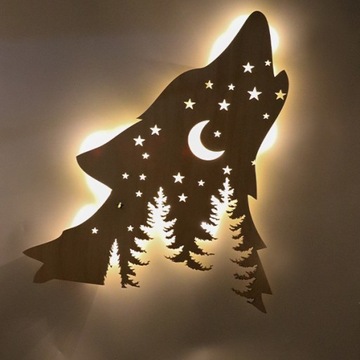 Lampka ścienna nocna LED do pokoju dziecka Wilk