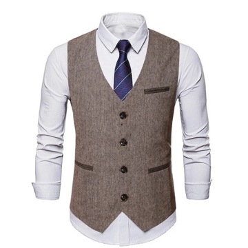 Wool Tweed Men Suit Vests Victorian Steampunk Cosp