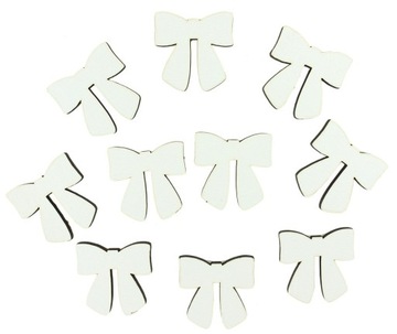 DREWNIANE KOKARDY DECOUPAGE 3cm Białe 10 sztuk
