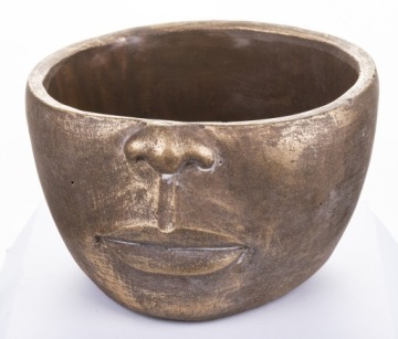 ЦВЕТОЧНЫЙ ГОРШОК КРЫШКА ЛИЦО-ГОЛОВКА ЧАША ЗОЛОТО ВИНТАЖ