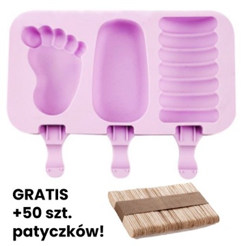 SILIKONOWA FORMA FOREMKA DO LODÓW NA PATYKU ZESTAW