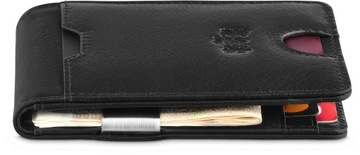 Portfel męski skórzany SLIM czarny mały elegancki portfel RFID ZAGATTO