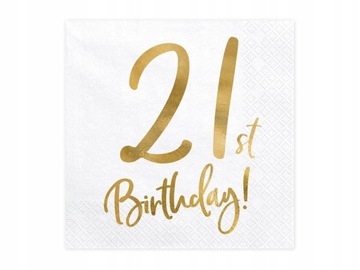 Serwetki 21st Birthday 33x33cm 20 Szt. 21 Urodziny