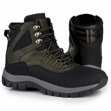 Buty męskie, zimowe HI-TEC BLAZI MID BLACK/KHAKI WODOODPORNE