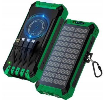 Powerbanka Solární Nabíječka 30000 mAh Nabíječka Indukce Led Svítilna 6x Usb