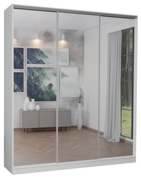 SZAFA 3D 210x250 - WYSOKA - BIAŁA - LUSTRO P