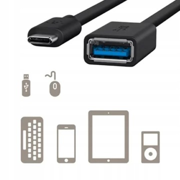 Кабель-переходник Belkin USB-C (M) на USB-A (F), 13 см